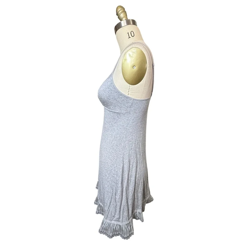 Lace Trim Victoria's Secret Angels Nightgown Ruffle Hem Chemise S Grey Vintage